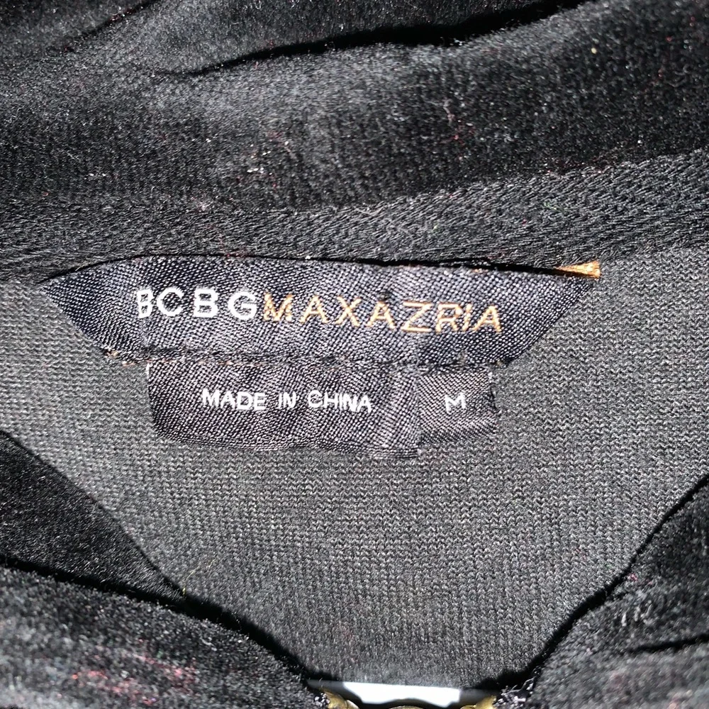 BCBG Maxazria Black & Gold Zip Velour Jacket Hoodie - Picture 5 of 7
